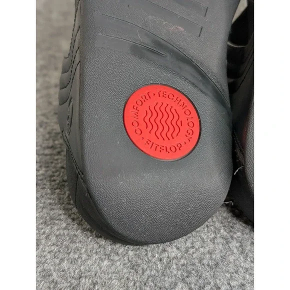 Fitflop Women's Walkstar Flip Flop Sandals Black Size 6 Stitched Leather - Picture 9 of 10